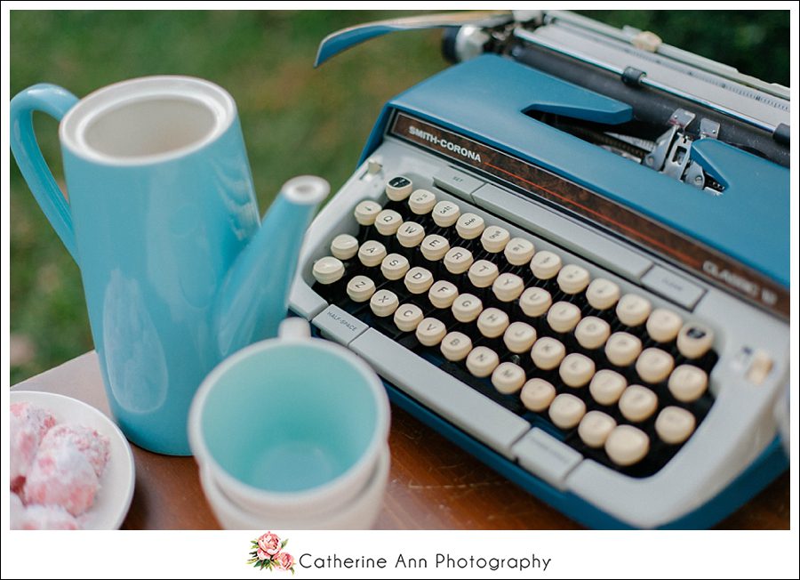 smith-corona vintage typewriter in blue