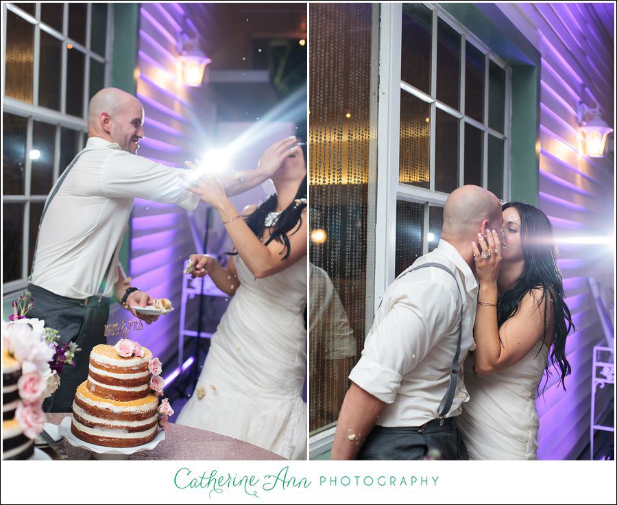 fun wedding cake smash photo