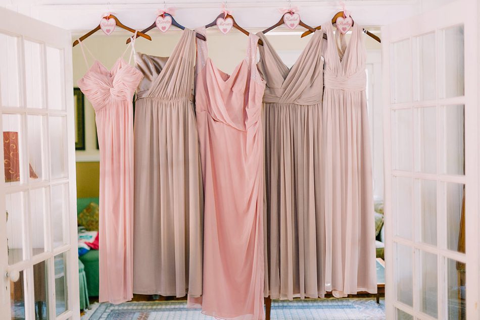 blush and mocha bridesmaids dresses