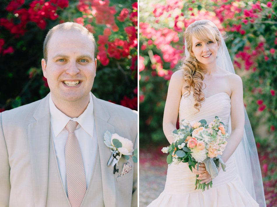 colorful portraits of bride and groom 