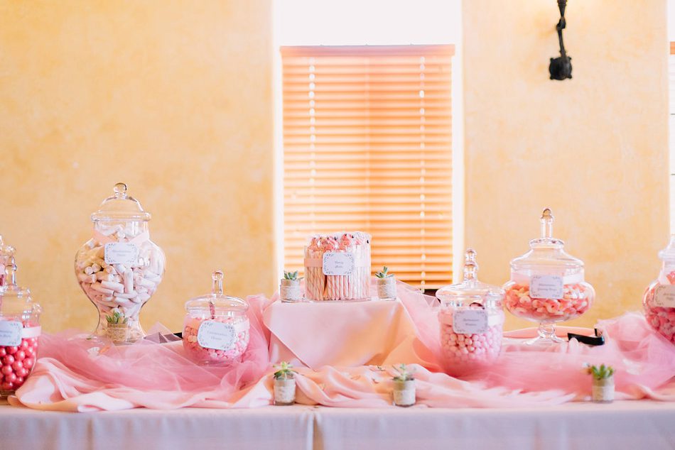 pink dessert bar for weddings