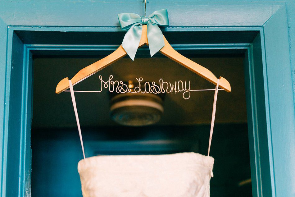 Customized bridal hanger with brides new last name 
