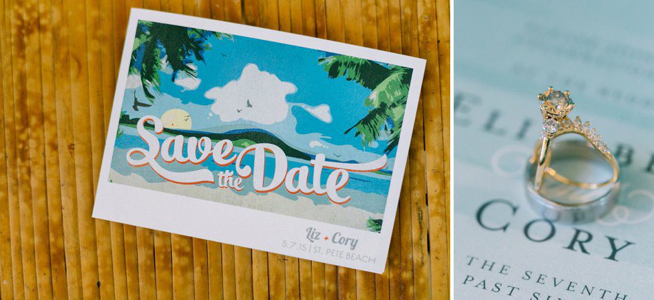 Retro beach save the date. Destination Wedding at the Postcard Inn St Pete Beach by Catherine Ann Photography
