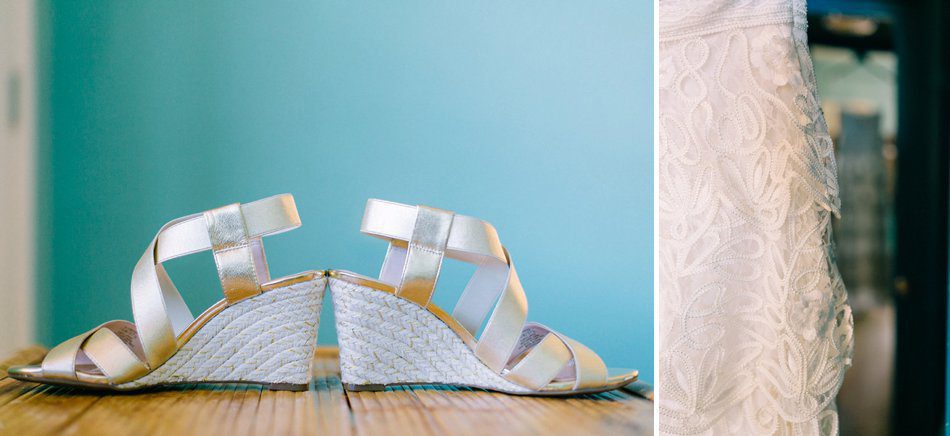 Brides metallic wedge shoes for beach wedding in Florida