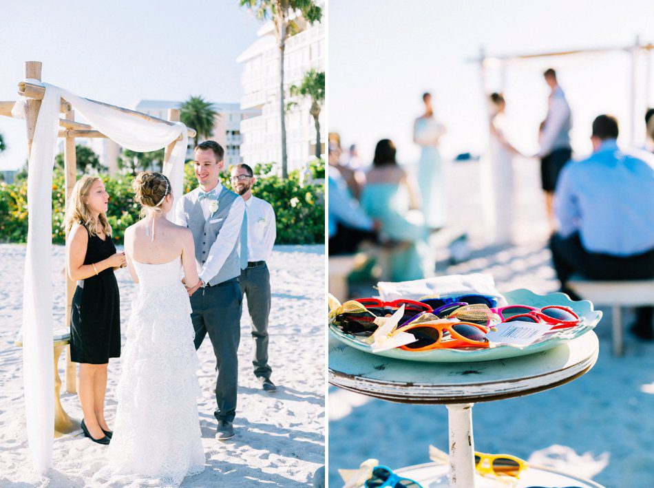 I Do Ceremonies performing a beach ceremony. Photo by destination wedding photographers Catherine Ann Photography