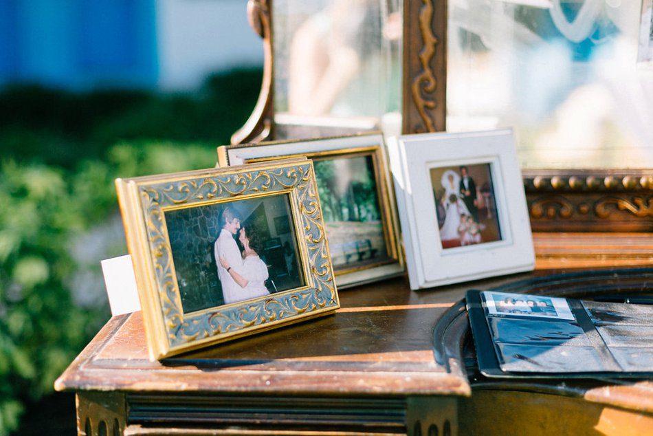 Photo display of bride and grooms families 