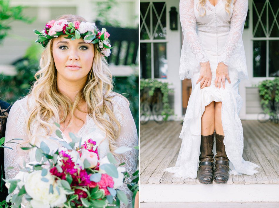 gorgeous boho bride with flower crown