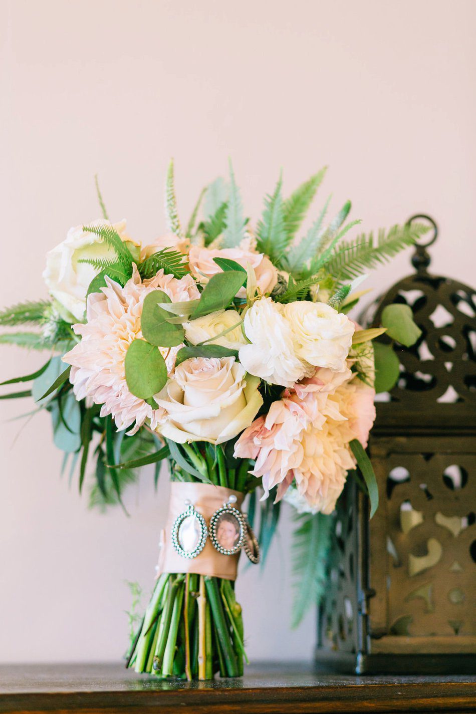 memory charms on wedding bouquet