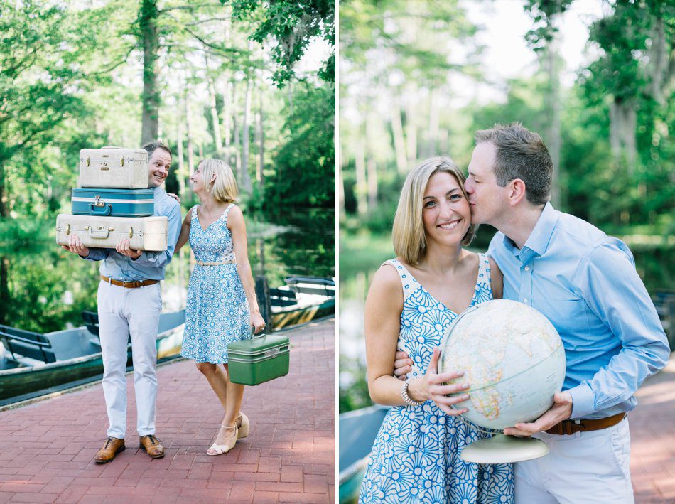 cute vintage travel themed engagement session in charleston 