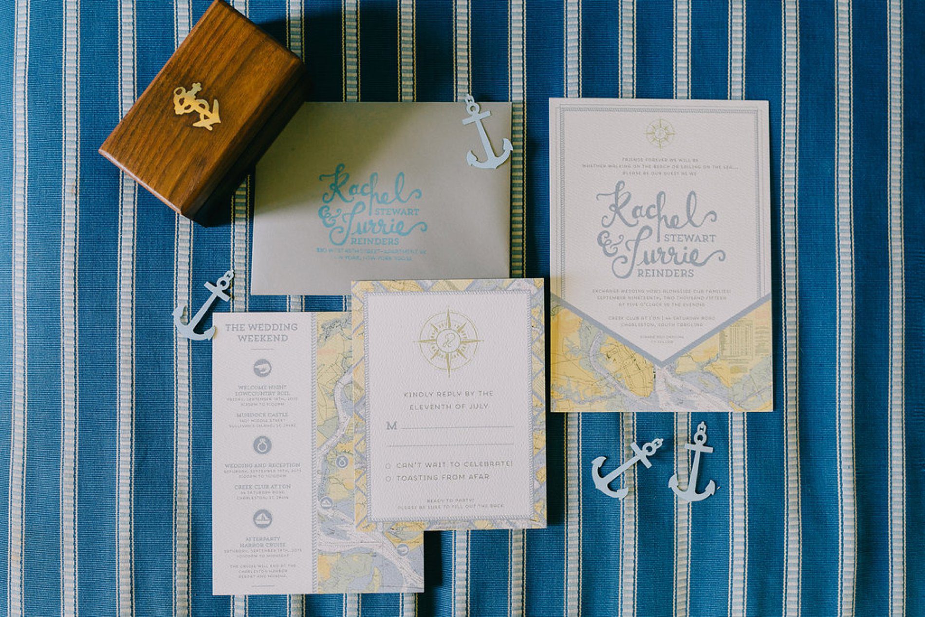Custom made nautical themed wedding invitation
