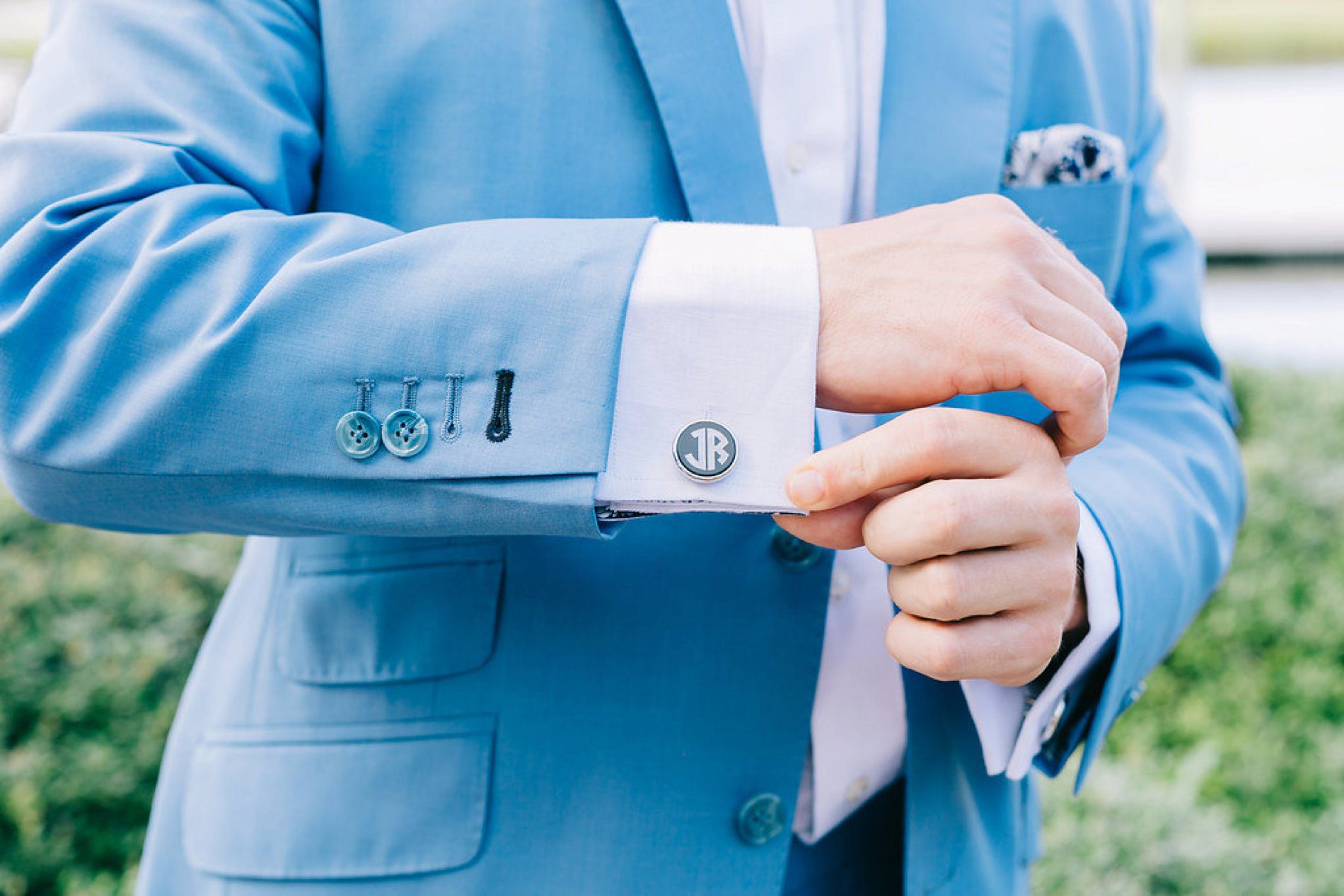 Custom monogrammed cufflinks for the groom