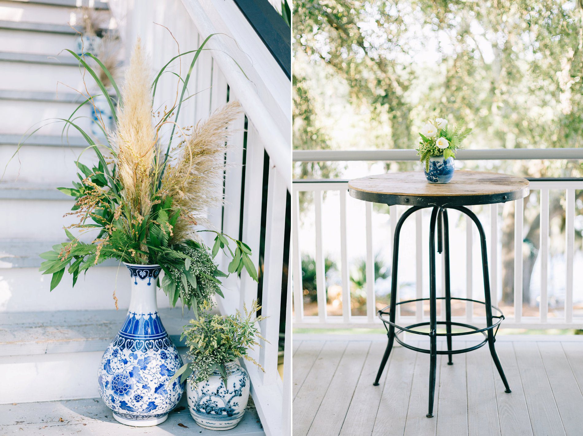 Beautiful Dutch vases at coastal themed wedding in Charleston