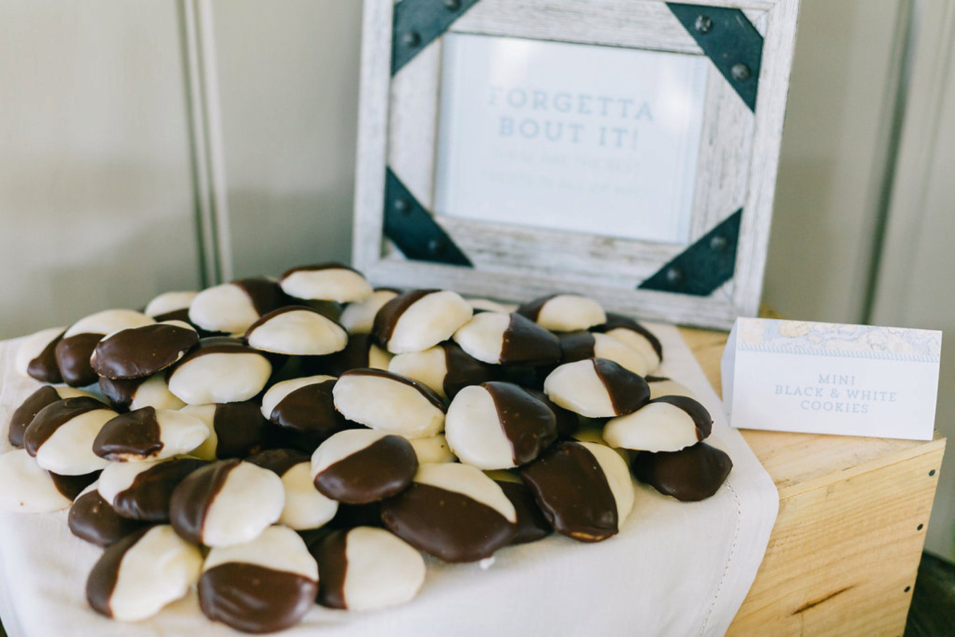 Black and white cookies from New York for a destination wedding in Charleston
