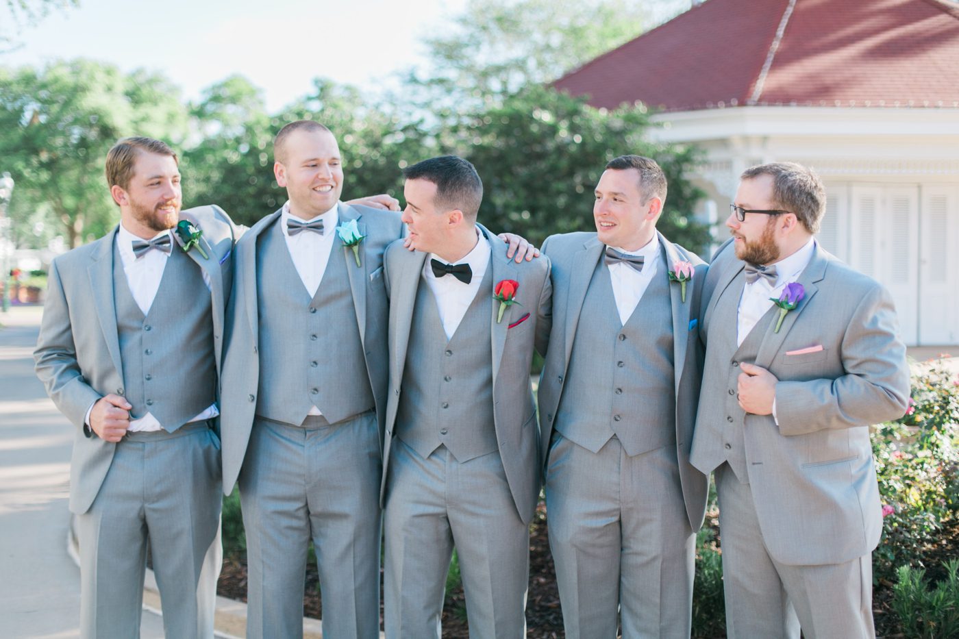 Laidback groomsmen hanging out 