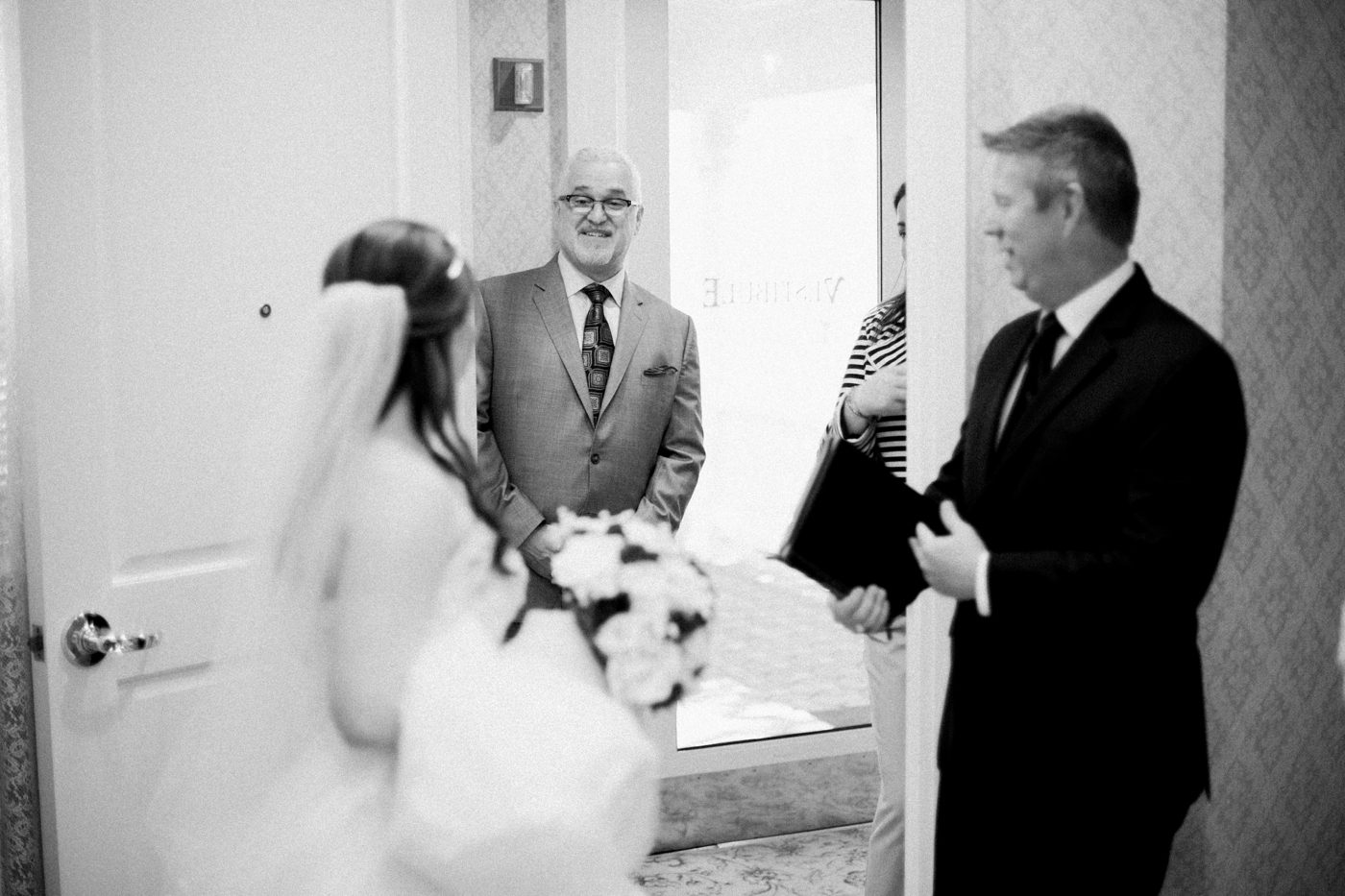 Father of the bride seeing her for the first time