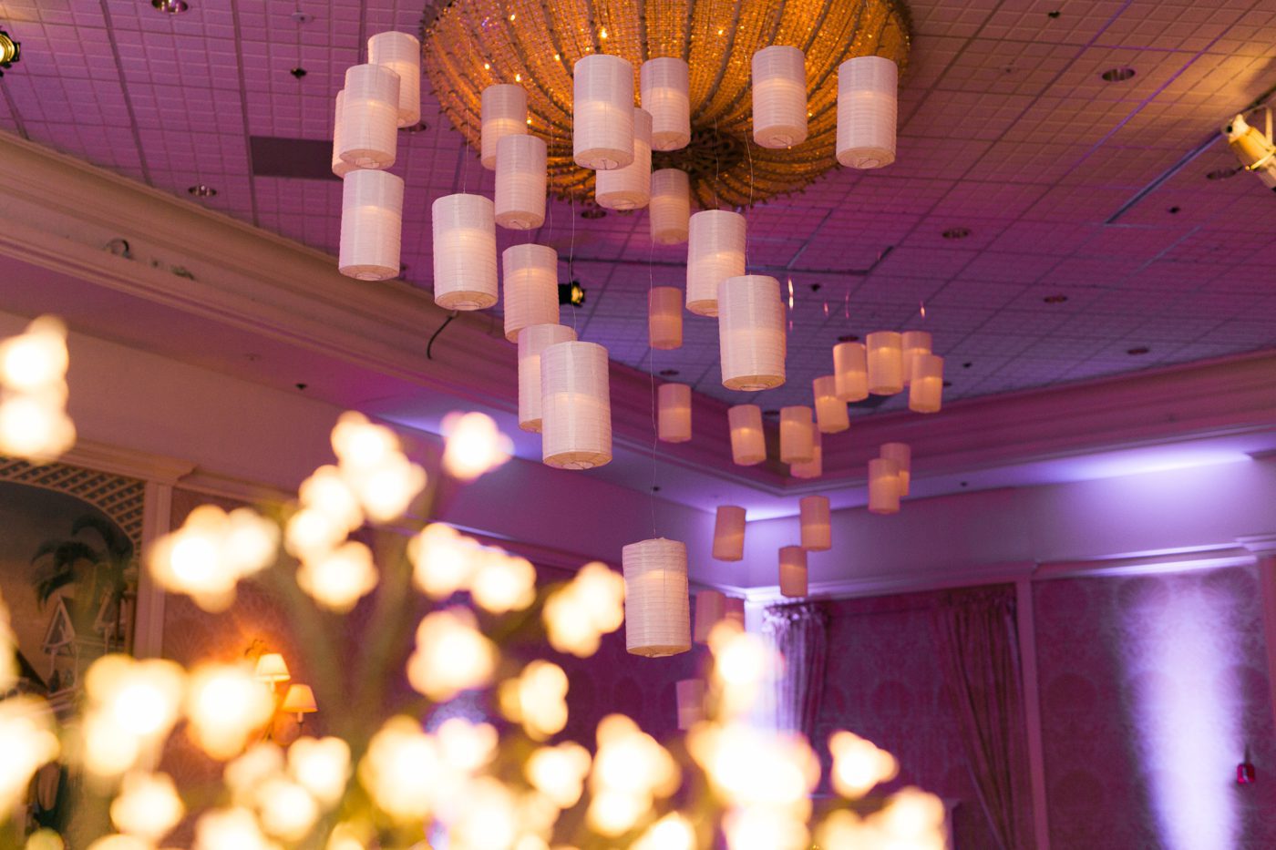 Floating lanterns at Disneys Grand Floridian wedding reception 