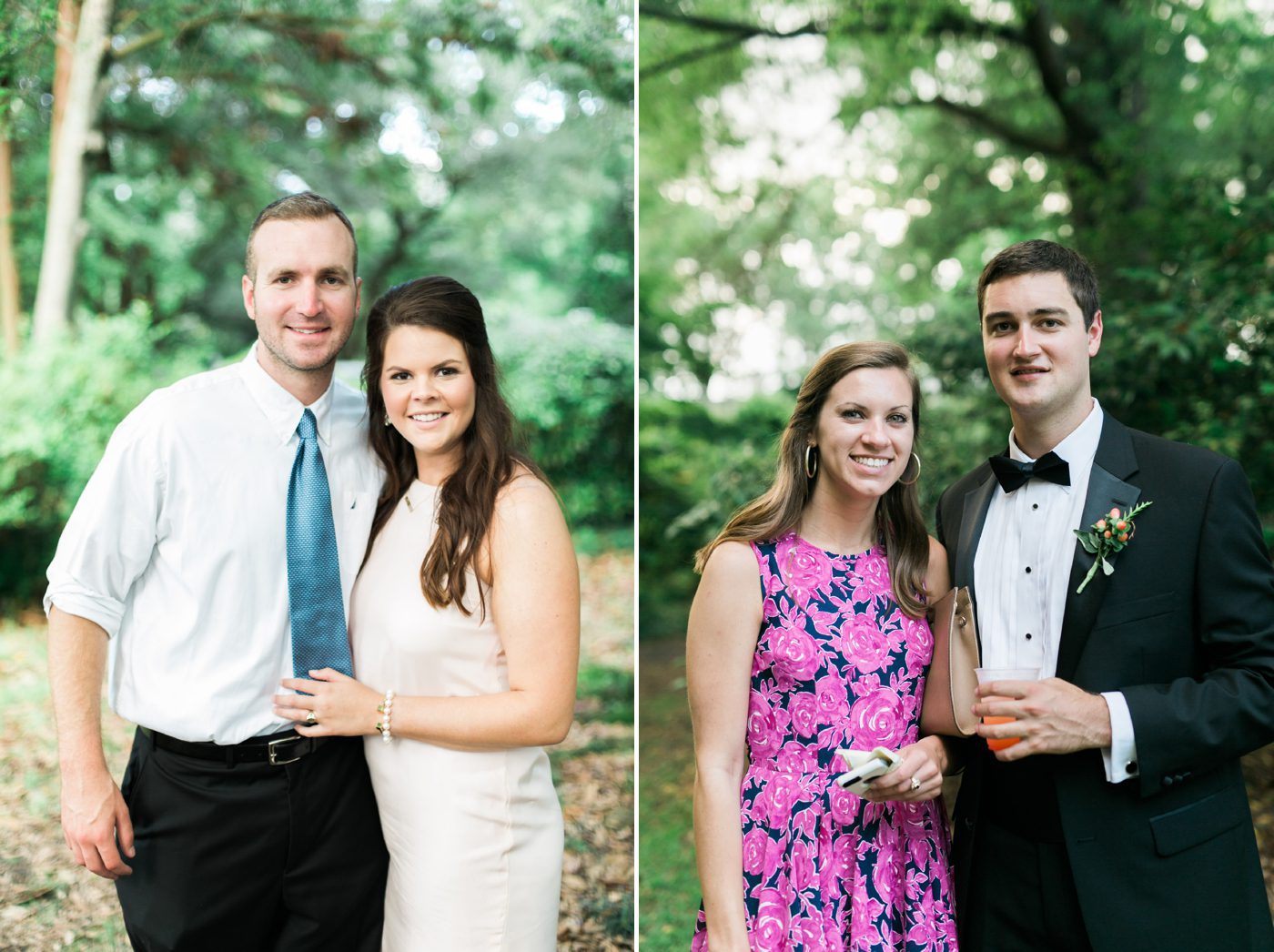 Fancy wedding guests enjoying cocktail hour. Photo by Charleston wedding photographer Catherine Ann Photography