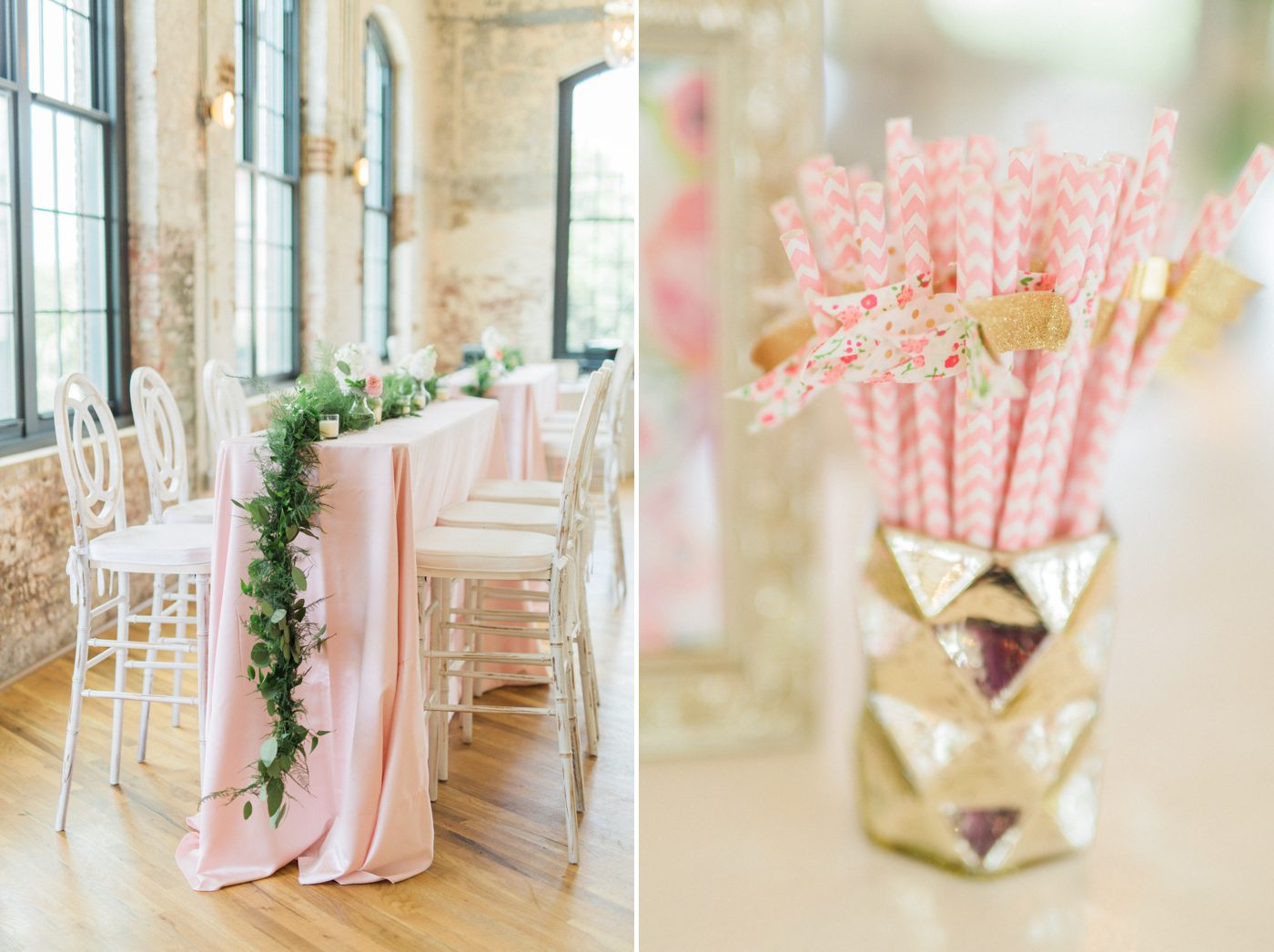 Blush and gold wedding reception designed by Pure Luxe Bride in Charleston 