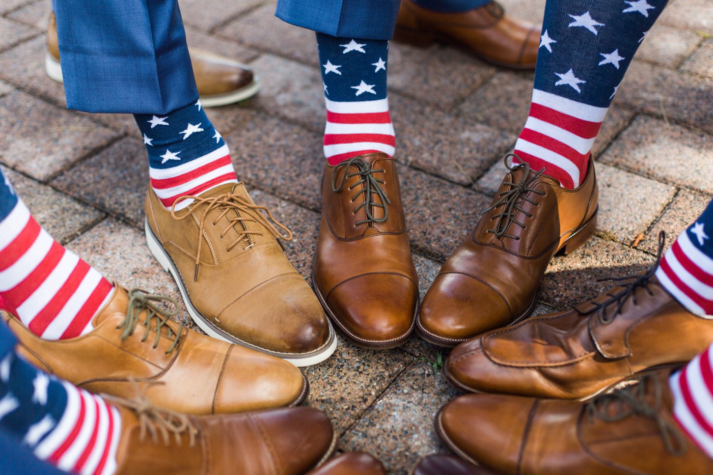 Fun American flag socks for the groomsmen