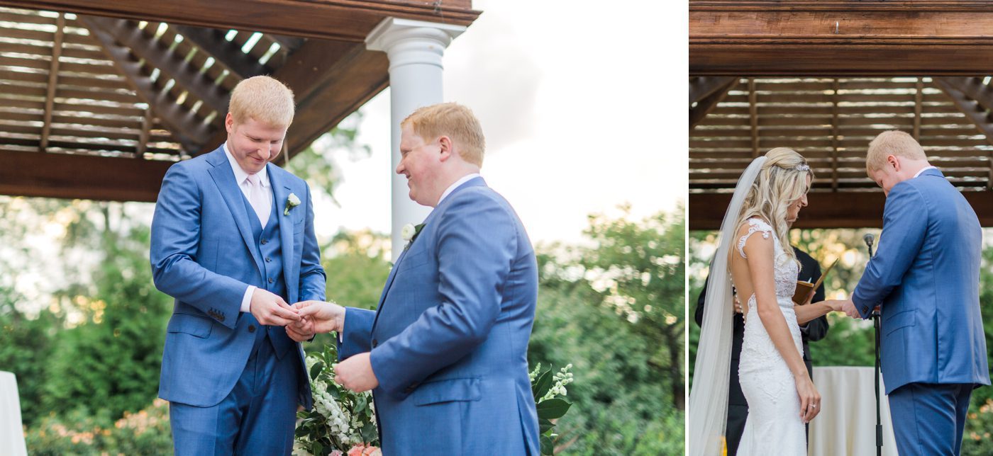 Exchanging rings during the ceremony