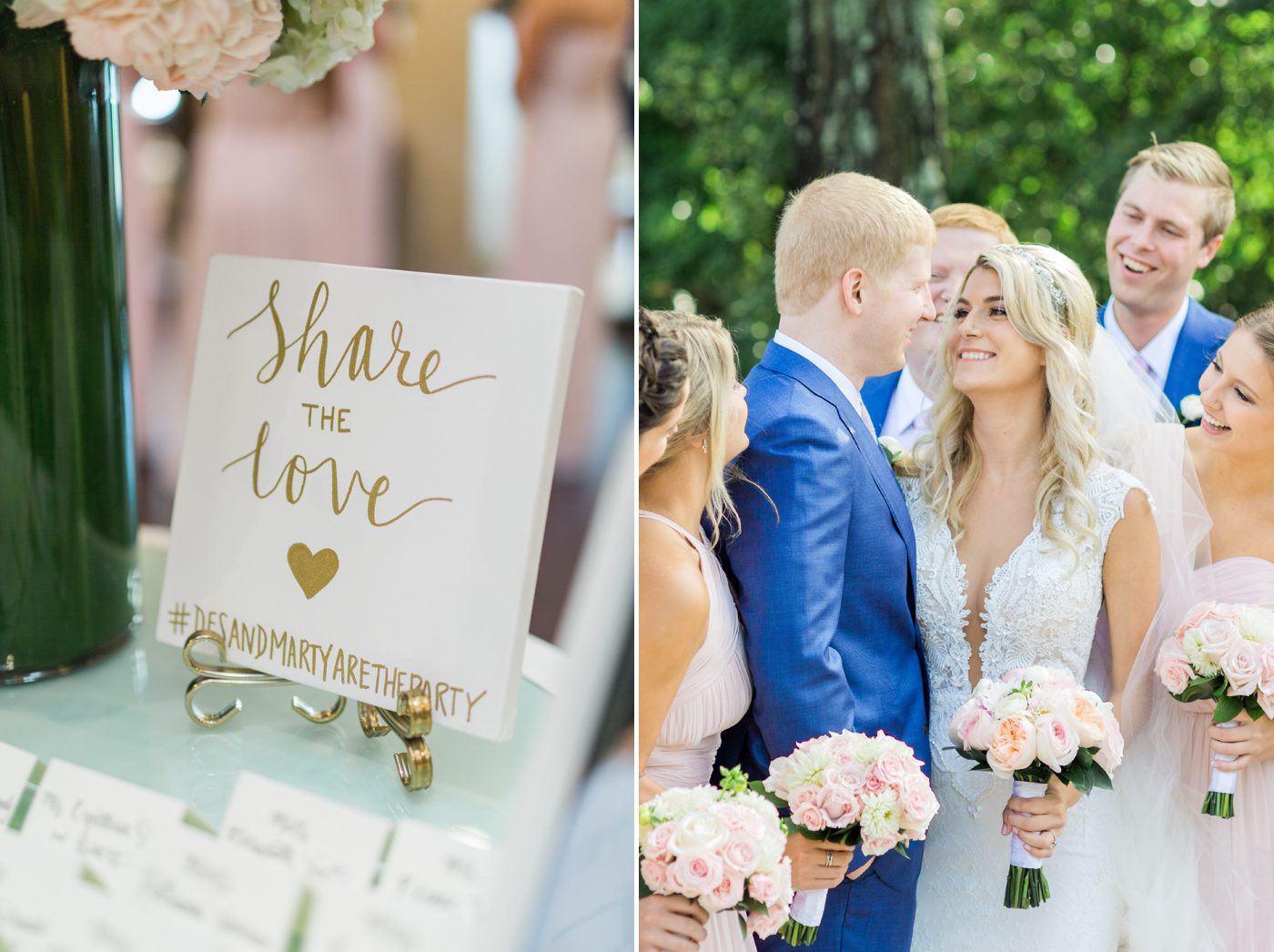 Calligraphy share the love sign at wedding reception