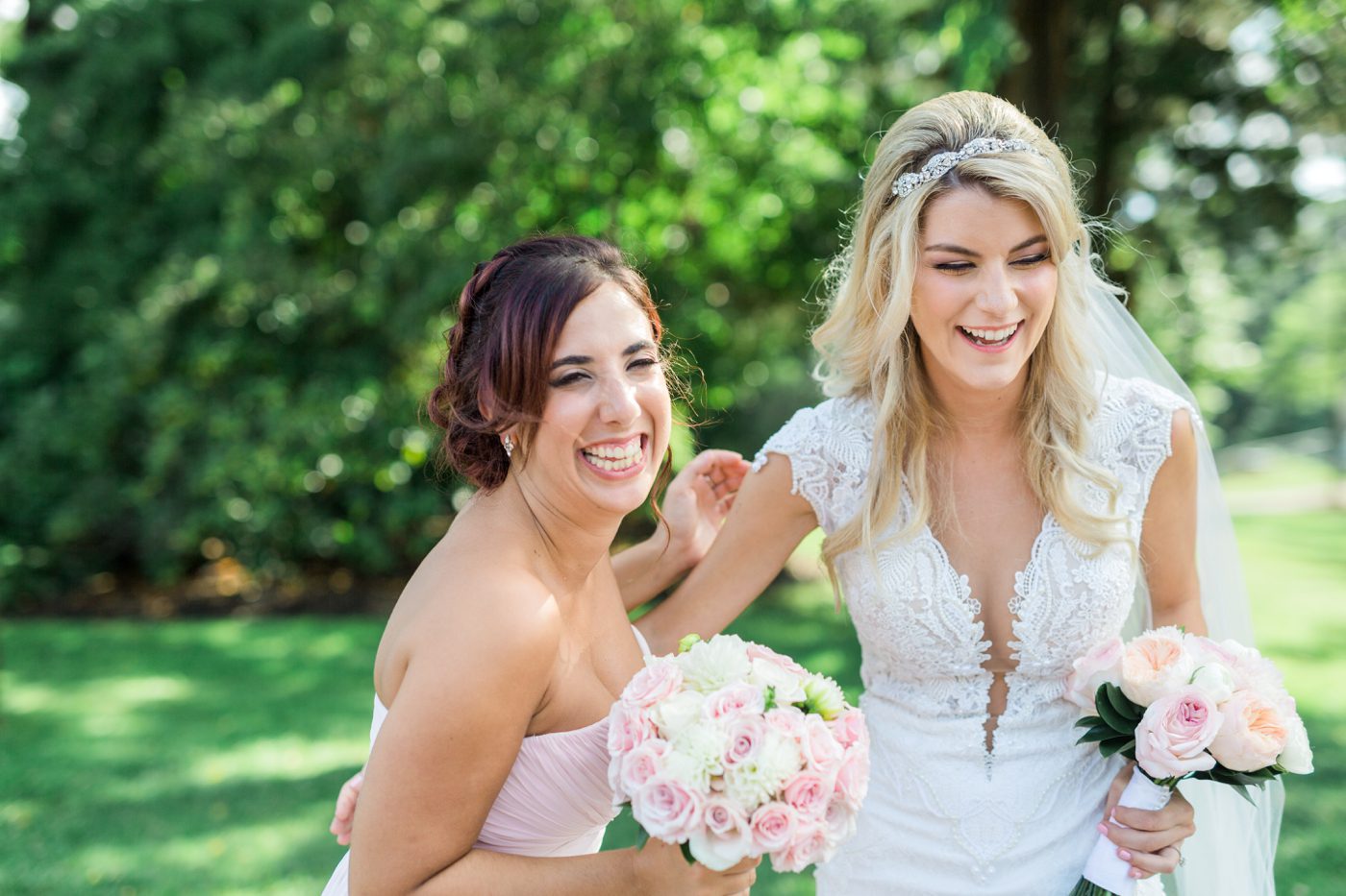 Pic of bride and bridesmaid laughing