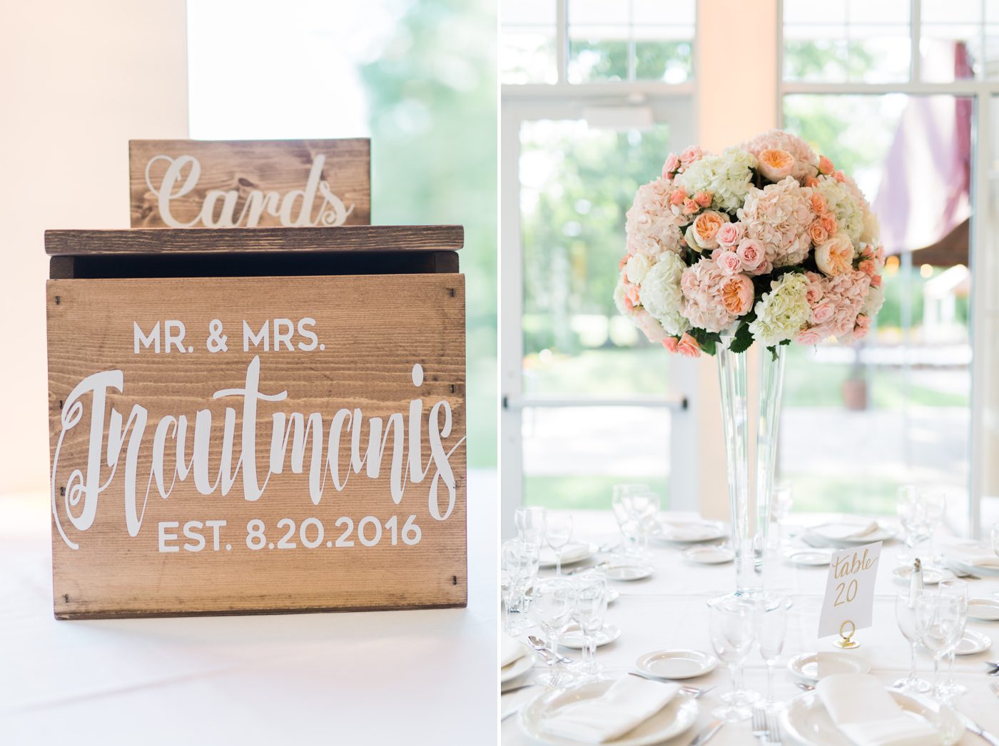 Customized cards box with newlyweds names and wedding date