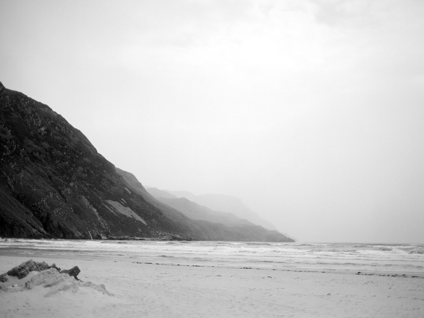 Foggy beach landscape photo taken in Ardara Ireland 