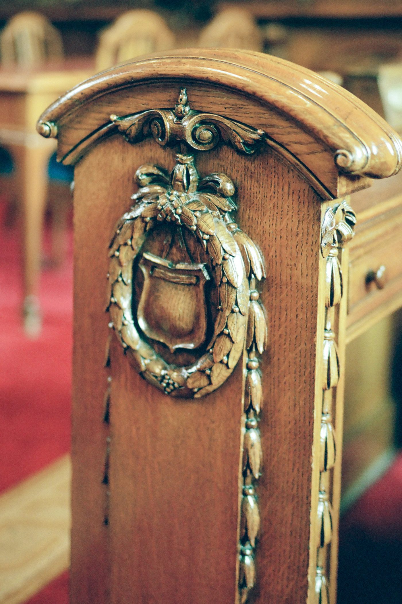 Belfast ornate wood working details inside city hall
