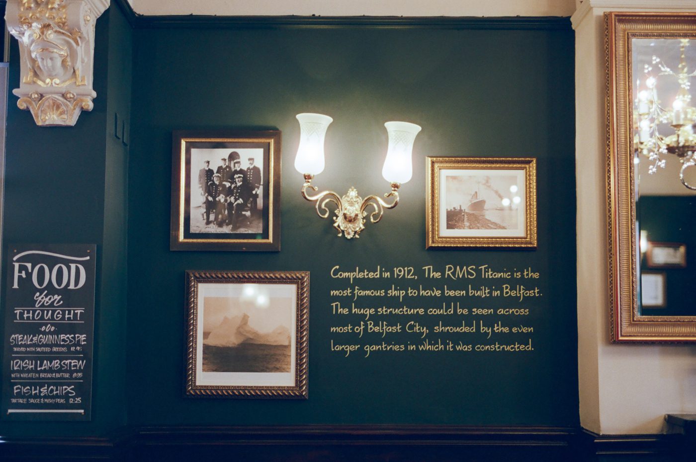 Titanic info at the Crown Bar Belfast
