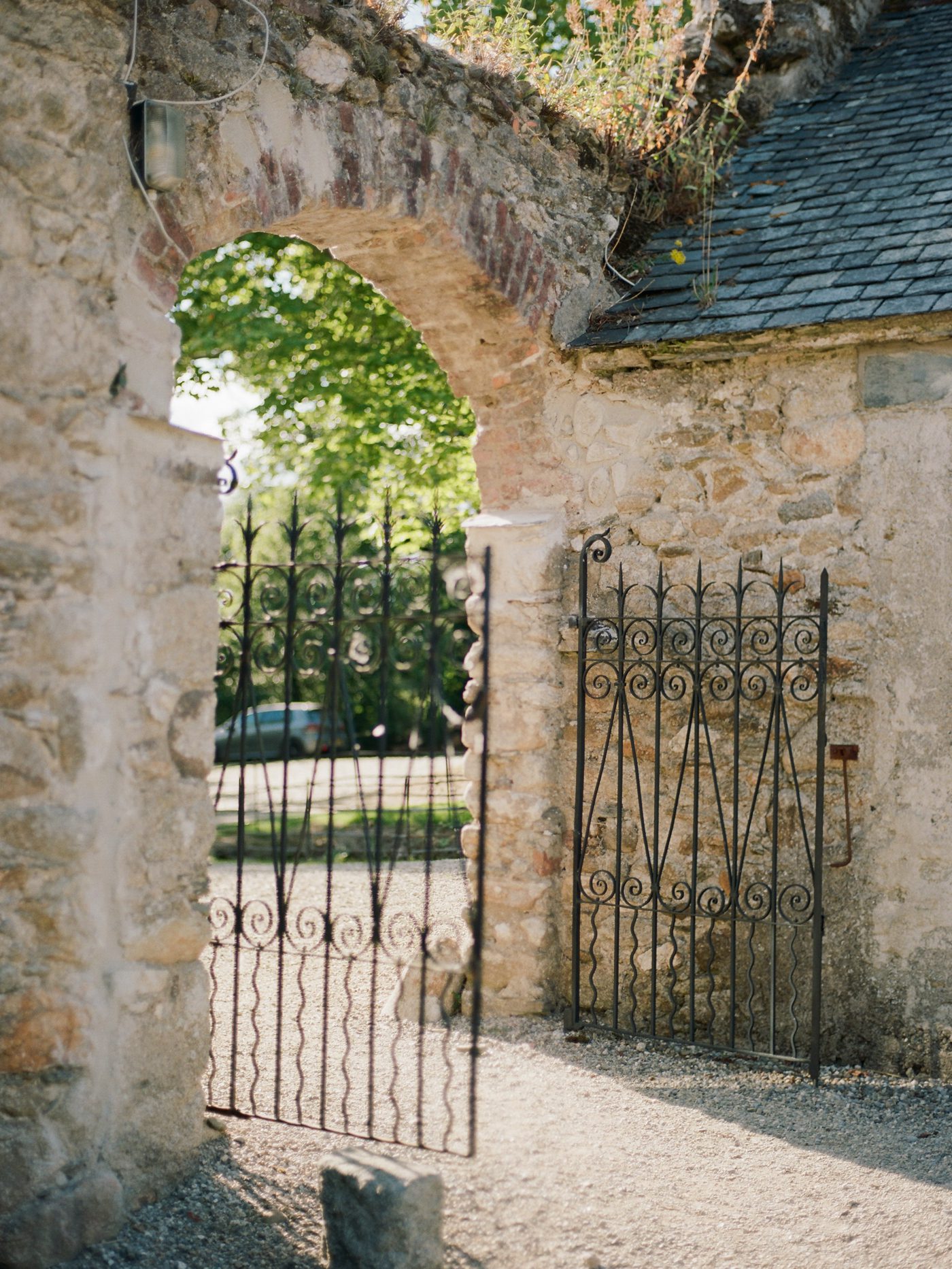 Beautiful stone and iron gate at an Irish estate 