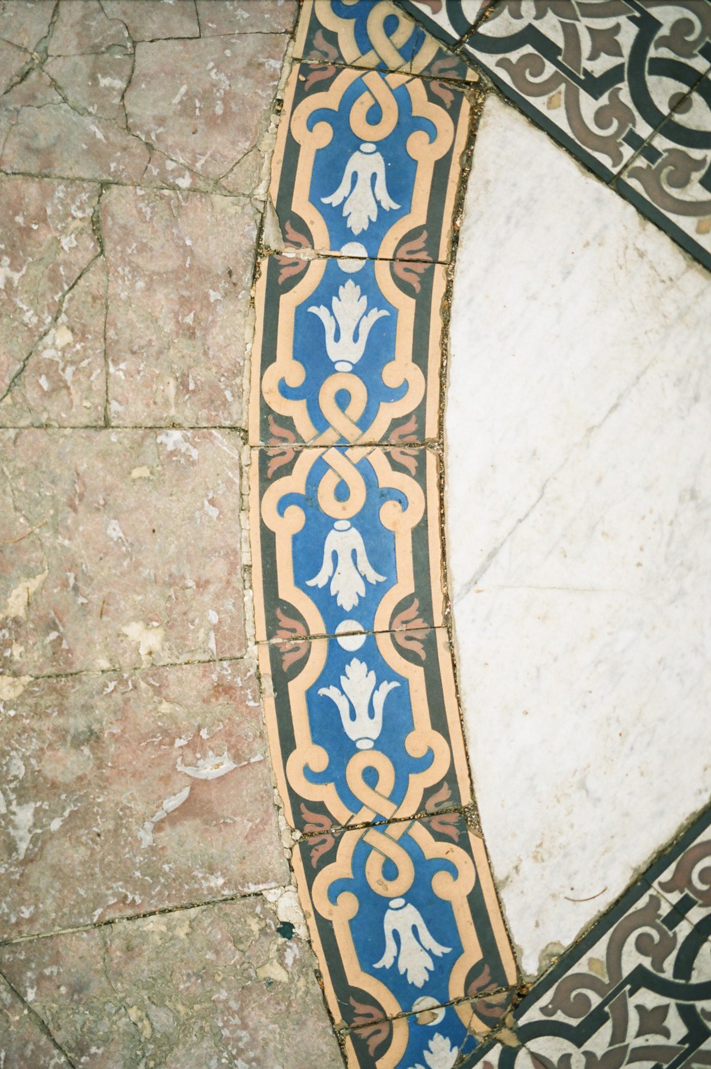 Victorian era tile work inside an old Irish manor home 