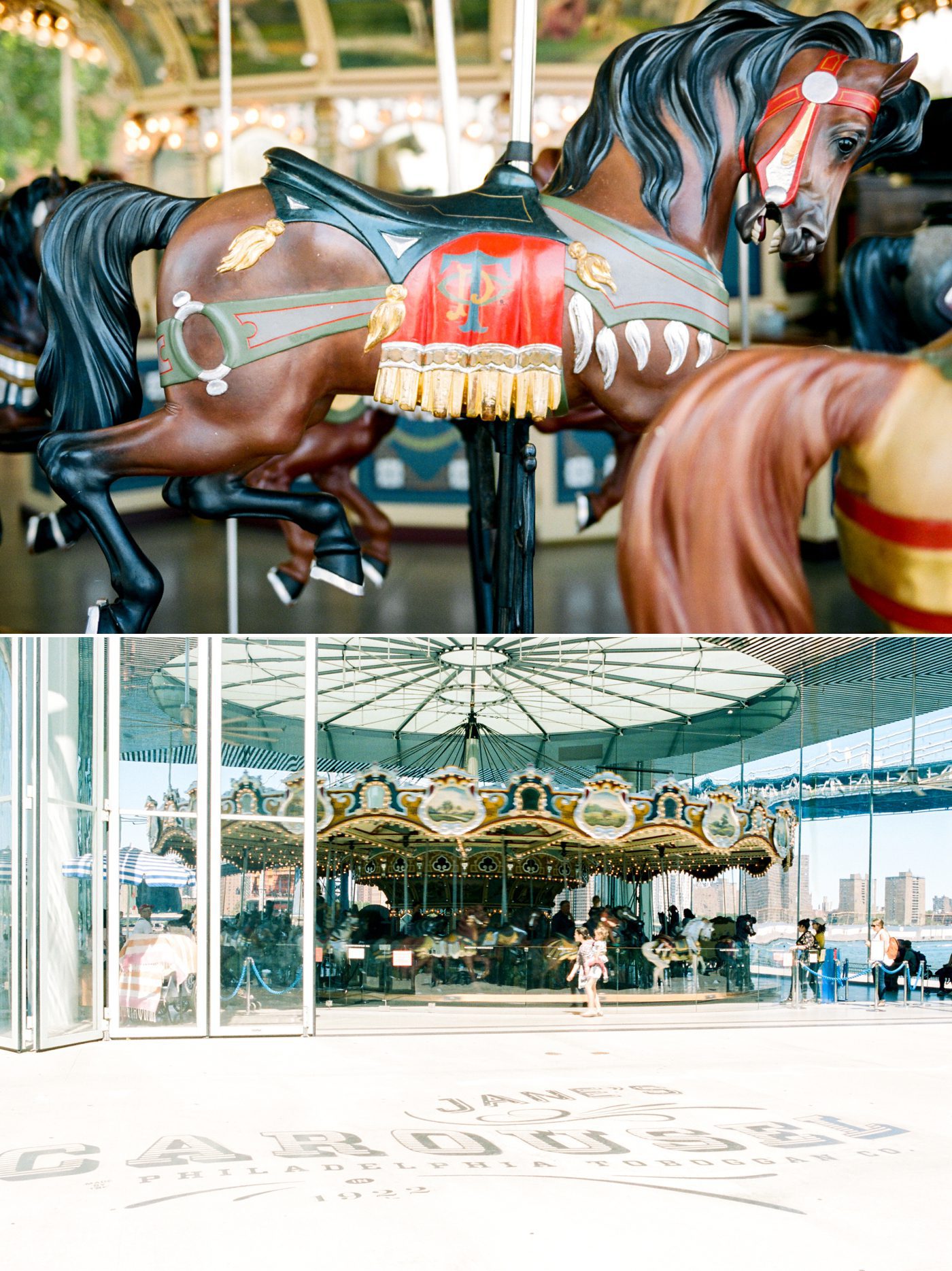 Janes Carousel in Brooklyn NY by engagement photographer Catherine Ann Photography