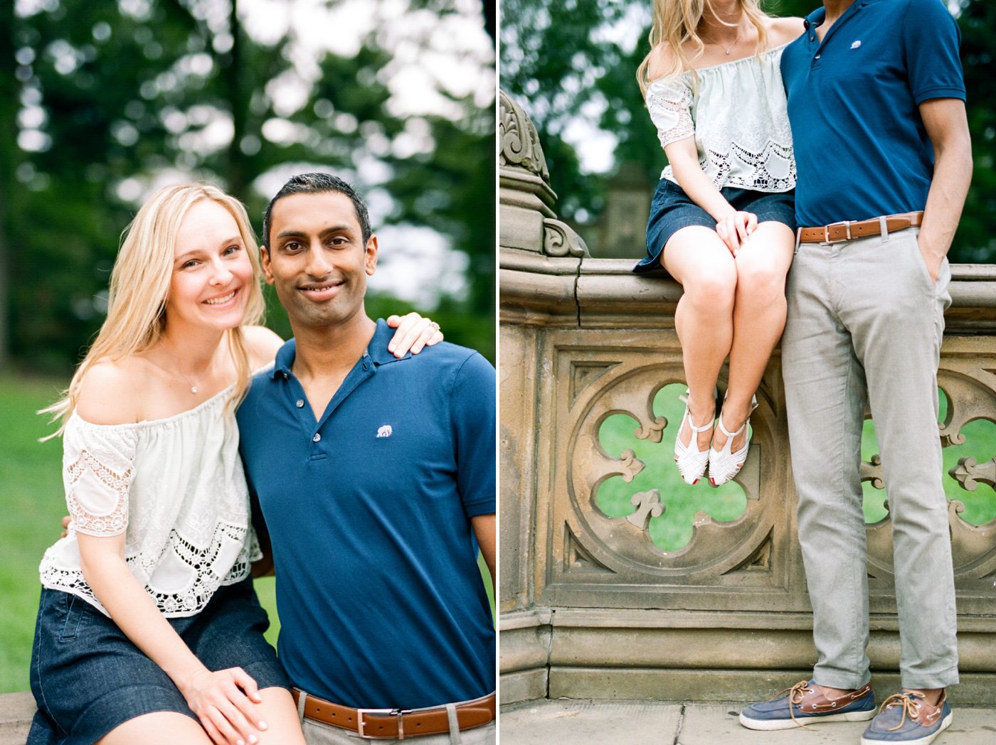 Central Park engagement pics on film by Catherine Ann Photography