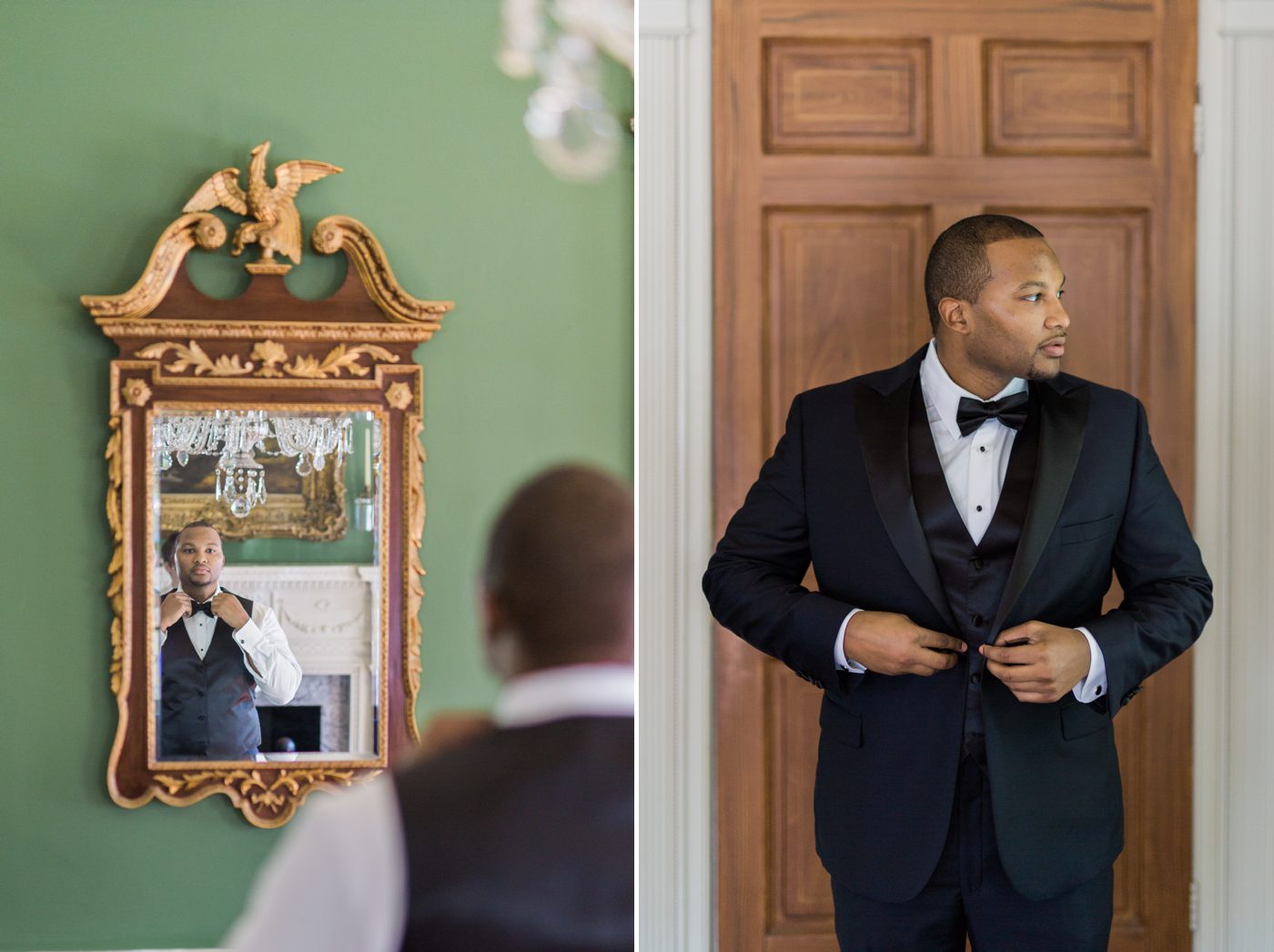 Groom getting ready at the William Aiken House | Elegant William Aiken House Wedding Photos | Charleston SC wedding photographers Catherine Ann Photography