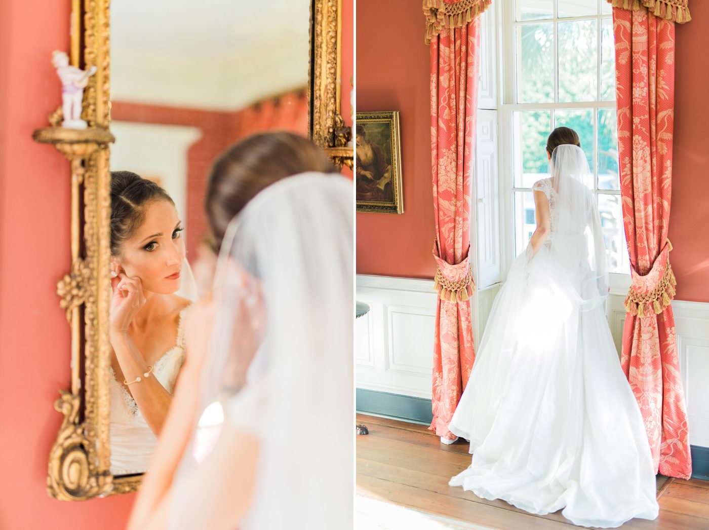 Bride getting ready at William Aiken House | Elegant William Aiken House Wedding Photos | Charleston SC wedding photographers Catherine Ann Photography
