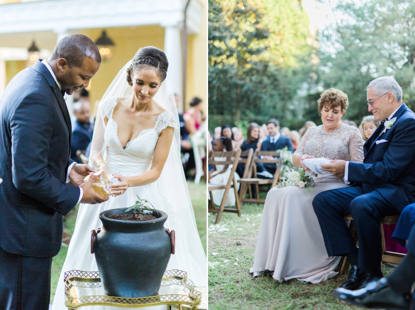 Plant watering ceremony at Charleston wedding | Elegant William Aiken House Wedding Photos | Charleston SC wedding photographers Catherine Ann Photography