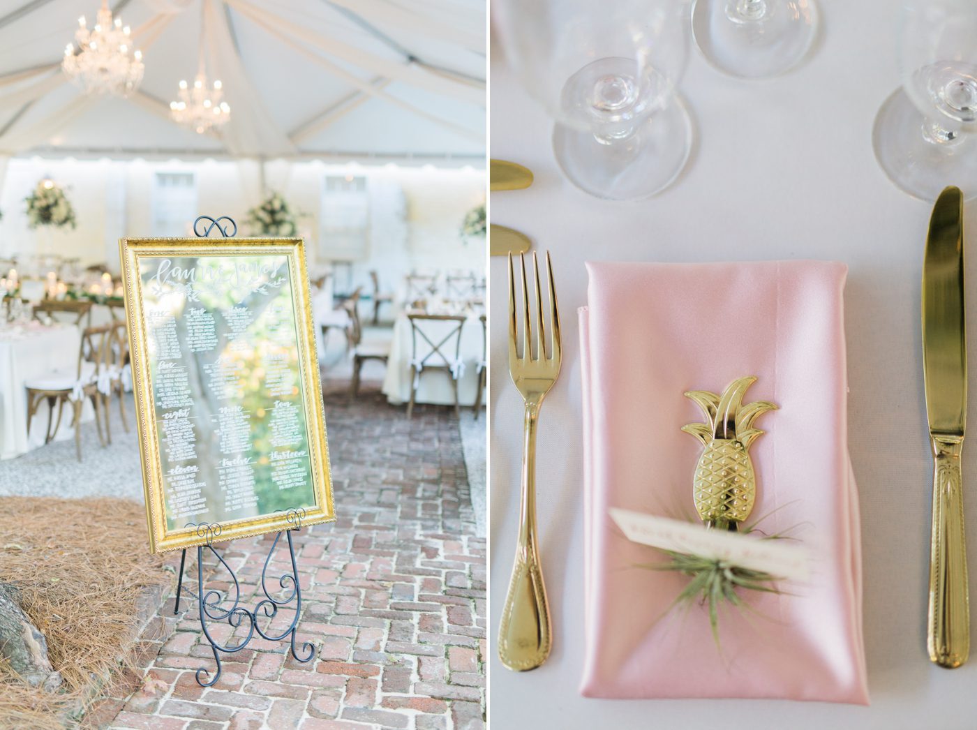 Gold pineapple bottle opener wedding favor gift for Southern wedding | Elegant William Aiken House Wedding Photos | Charleston SC wedding photographers Catherine Ann Photography