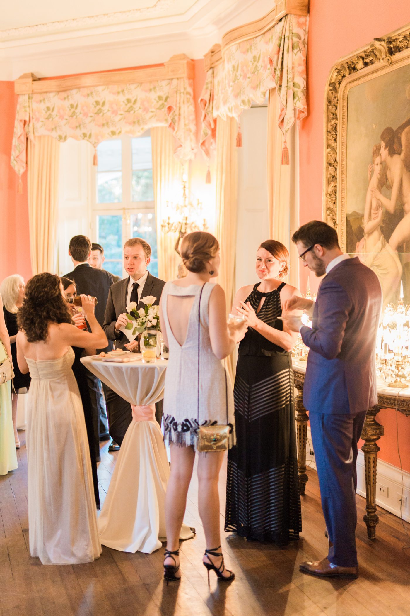 William Aiken House reception in the red room | Elegant William Aiken House Wedding Photos | Charleston SC wedding photographers Catherine Ann Photography