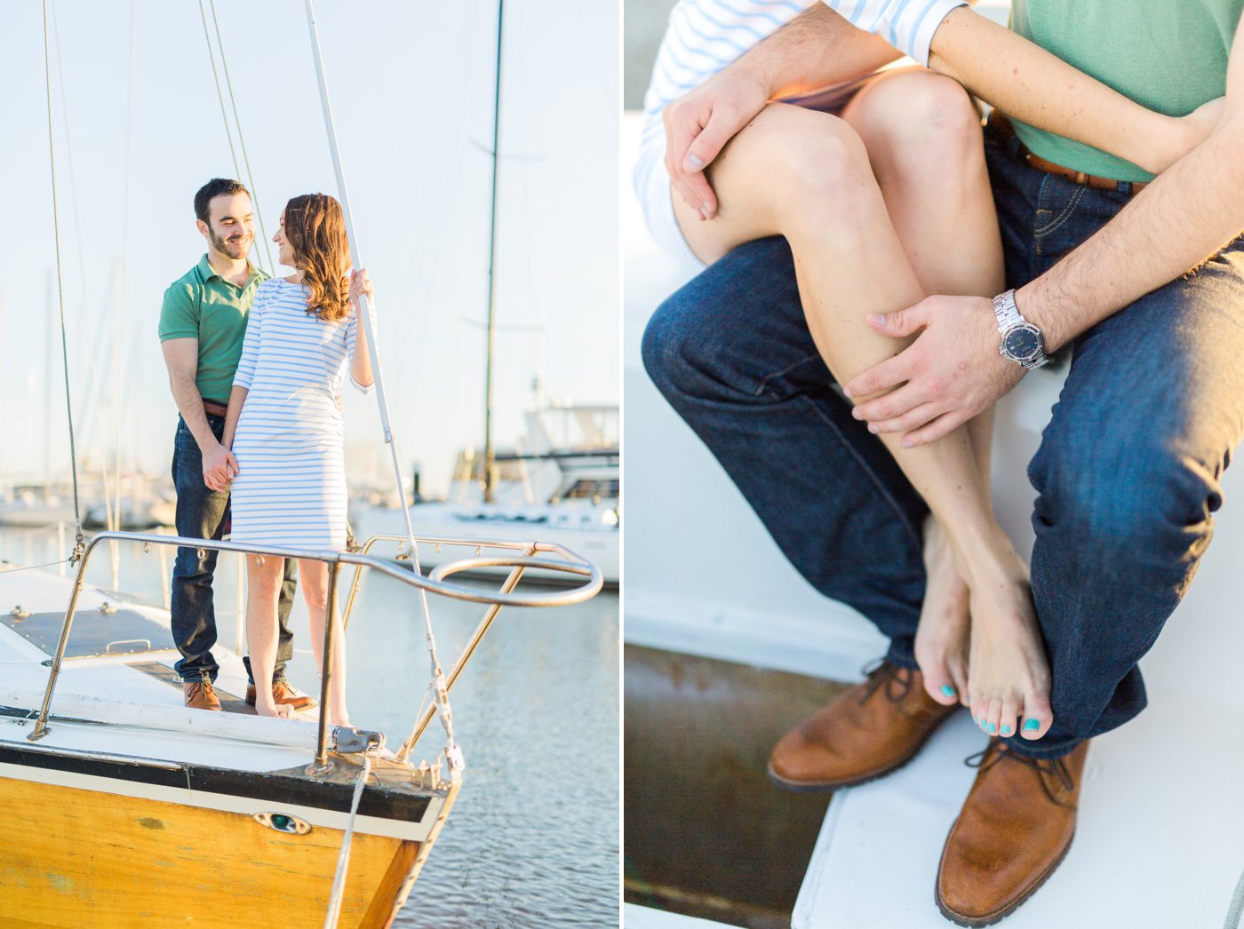 Sunset sailboat photos in Charleston for engagement session