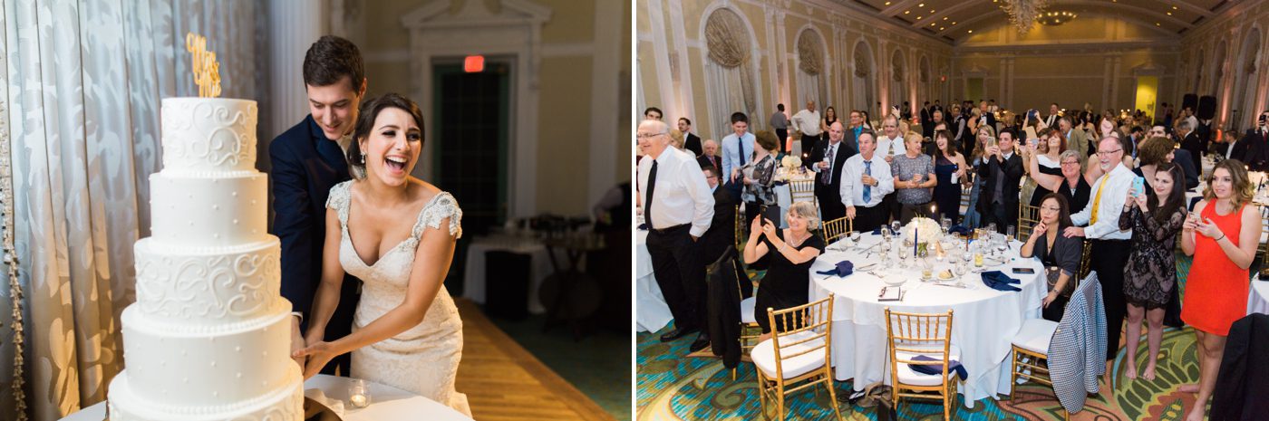 Cake cutting Vinoy renaissance wedding photos | St Petersburg FL wedding photographers | Catherine Ann Photography