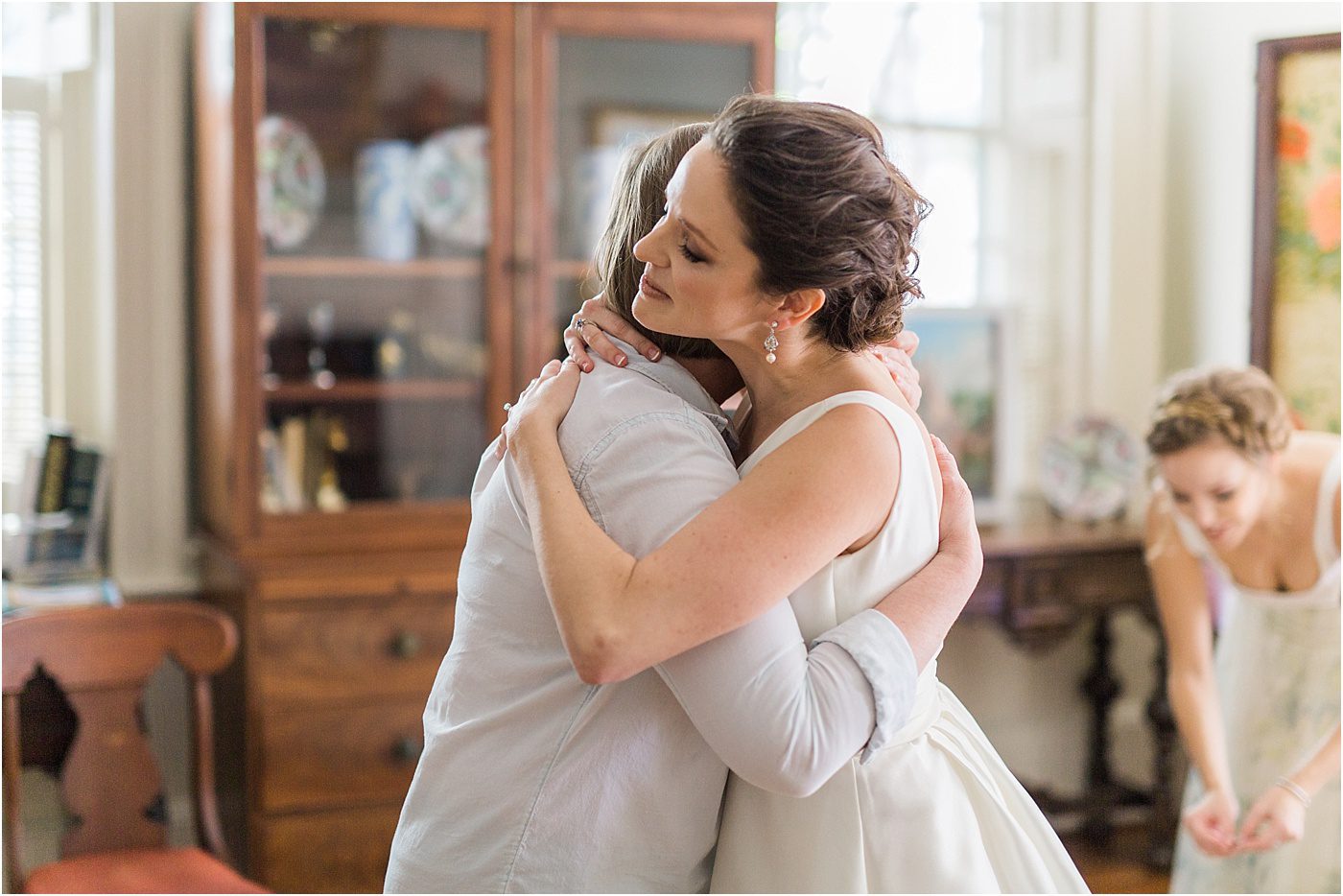 Emotional moment with the bride and her mother | French Huguenot Church Charleston Wedding Photos | Charleston SC wedding photographer Catherine Ann Photography