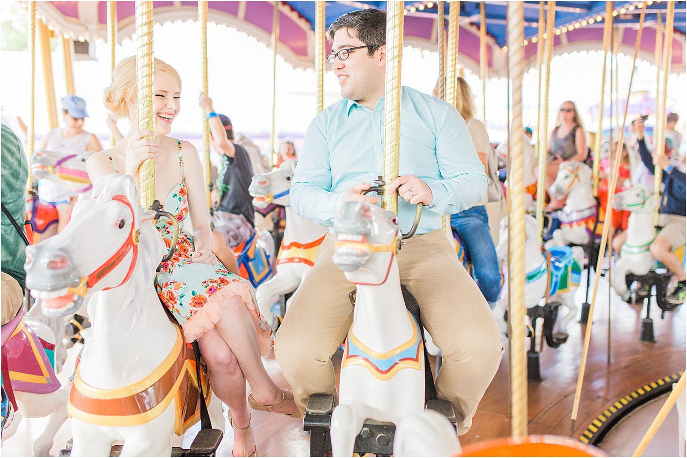 Vintage colorful inspired anniversary photo session on a carousel by Catherine Ann Photography
