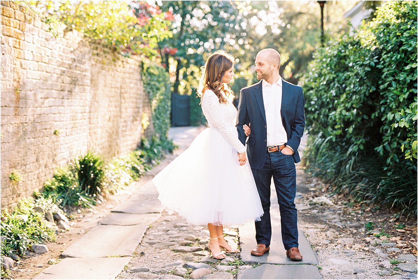 Red Dress Inspired Film Engagement Photos in Charleston by Catherine Ann Photography