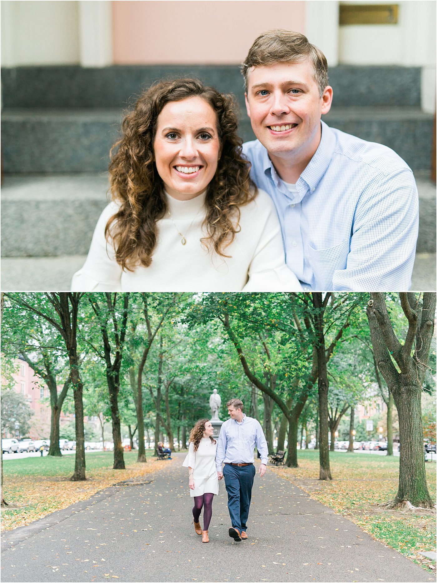 Couple sitting on steps in Beacon Hill | Catherine Ann Photography