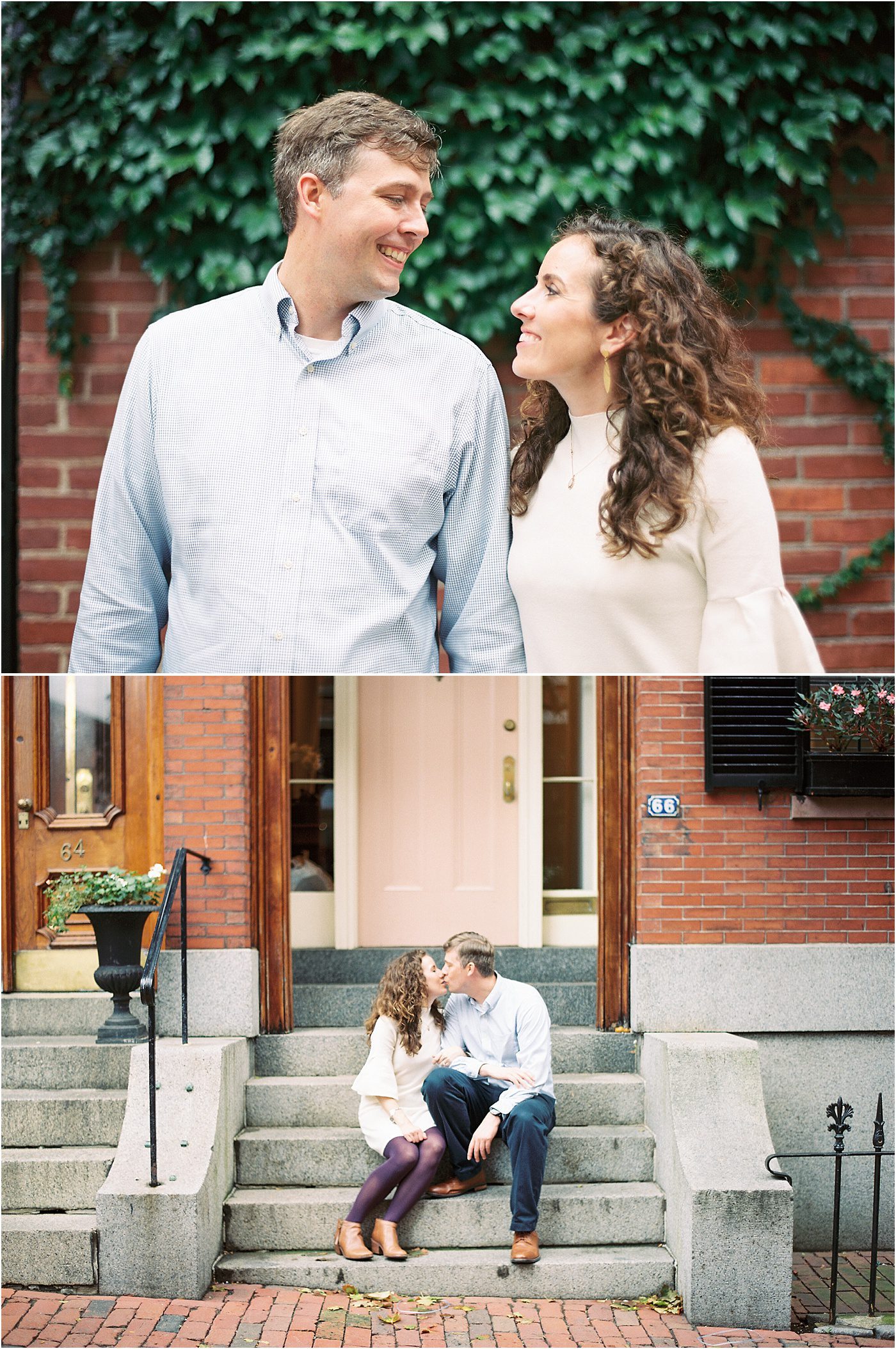 Boston MA engagement photos on film in Beacon Hill | Catherine Ann Photography