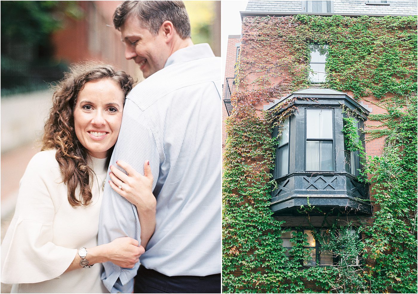 Engagement pictures in Beacon Hill with historic brownstone buildings | Catherine Ann Photography