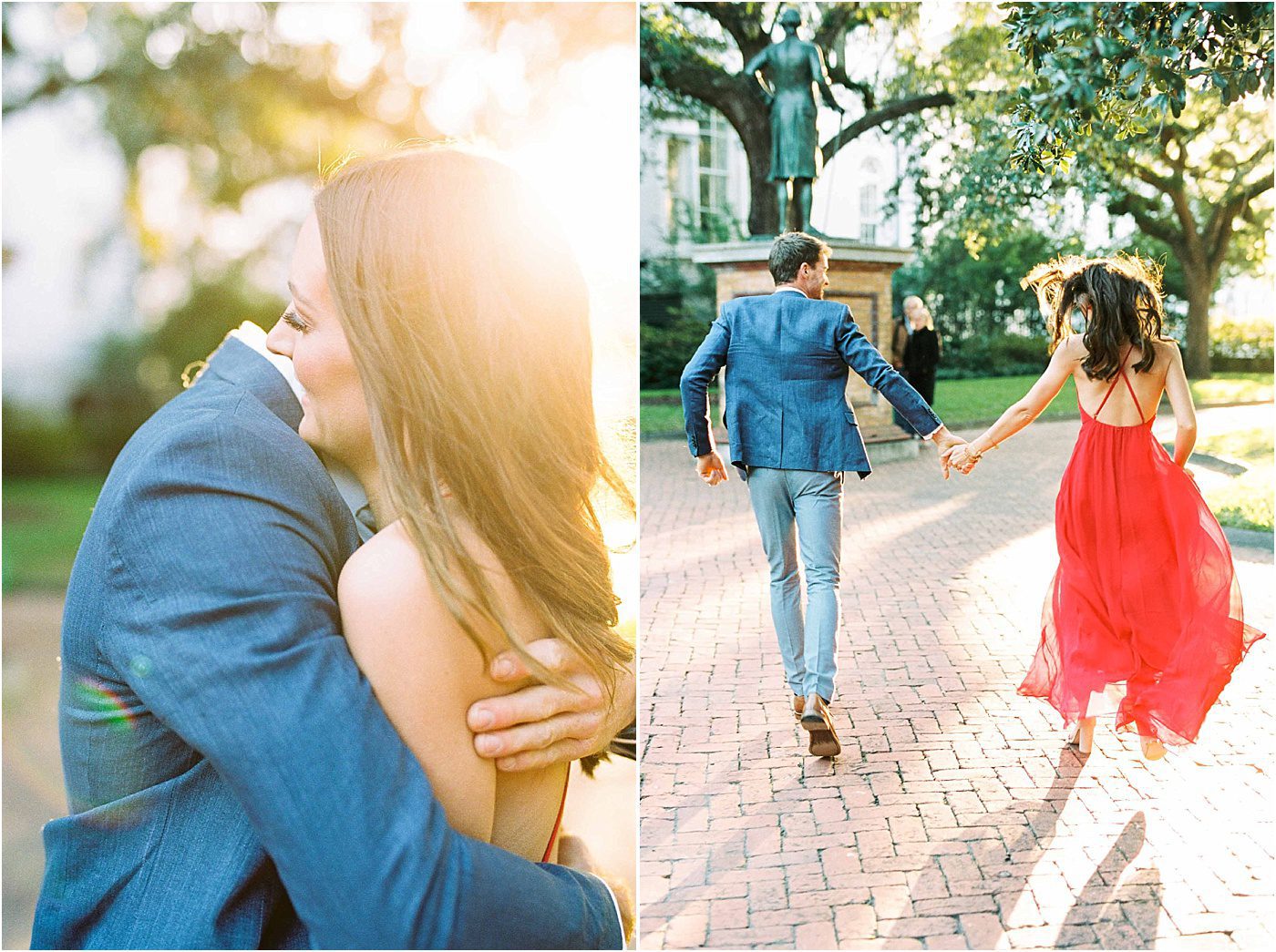 red flowy dress engagement outfit inspiration photo Charleston | Catherine Ann Photography