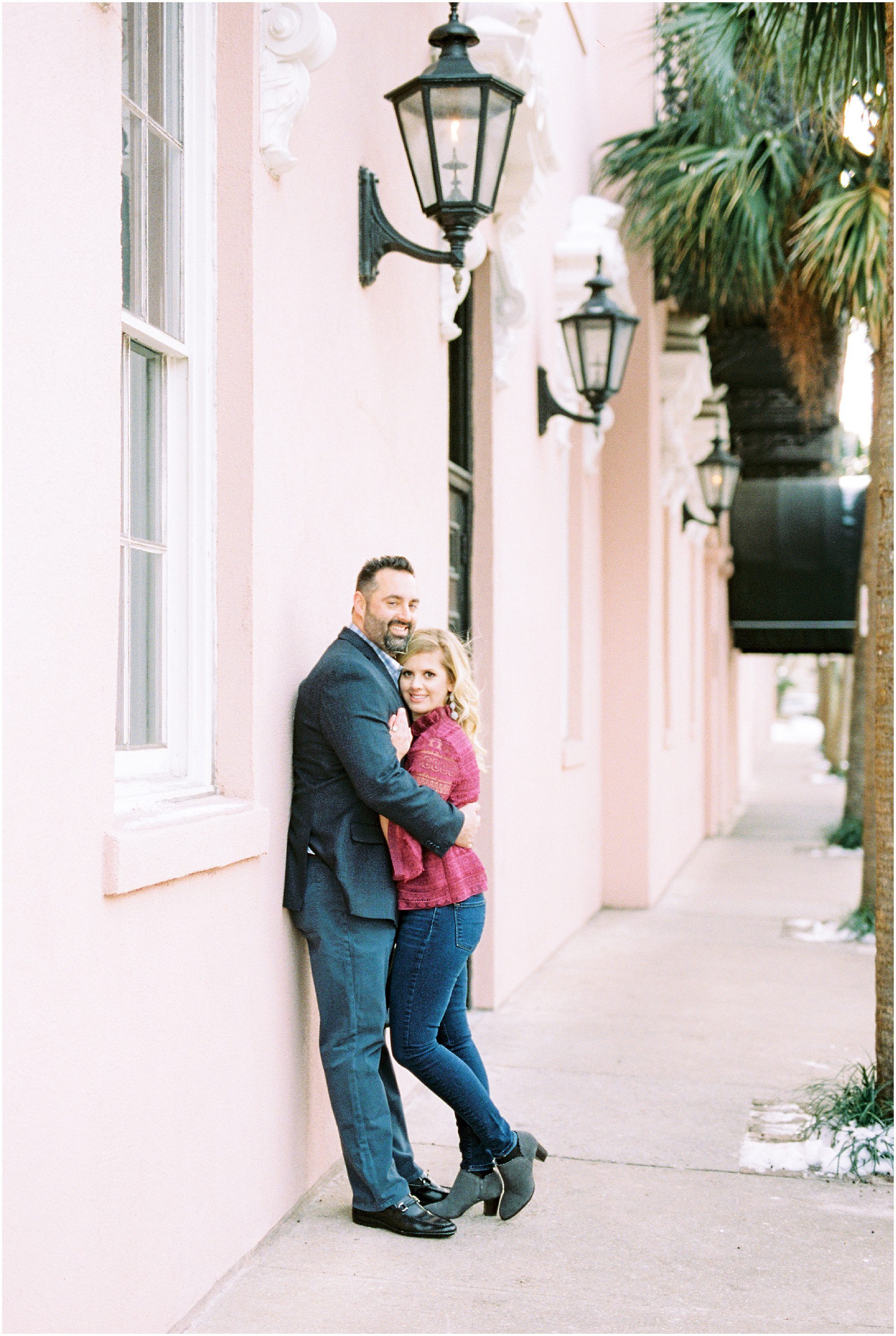 Downtown Charleston Engagement in the Snow Caroline + Eric