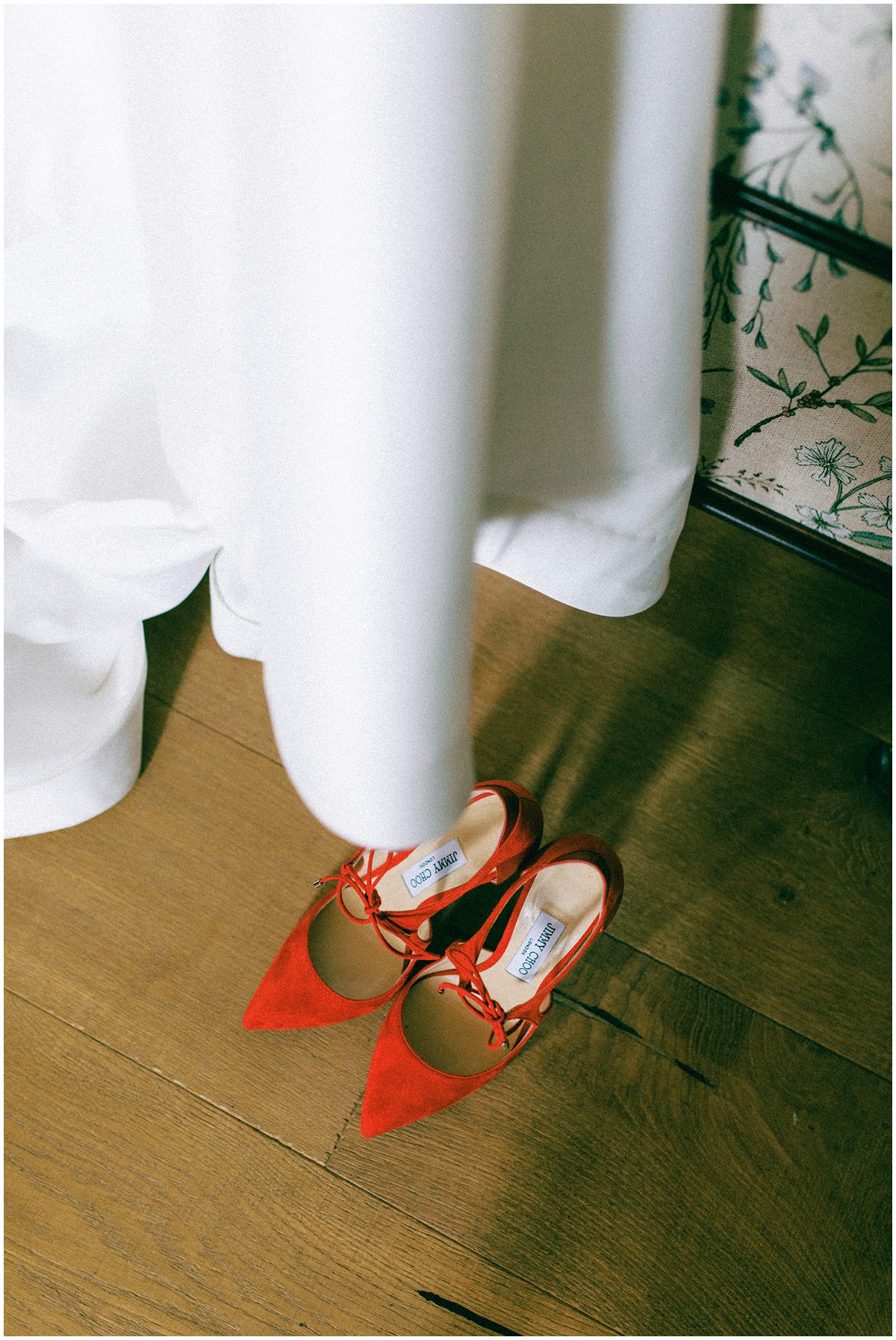 red jimmy choo wedding shoes for a modern bride